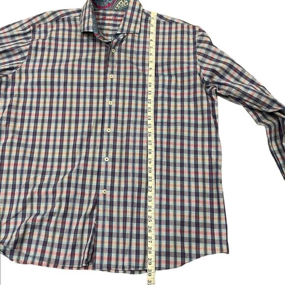 Alan Flusser Multicolor Plaid Button Down Shirt XL Contrast Paisley Cuff Sleeves - Picture 8 of 9